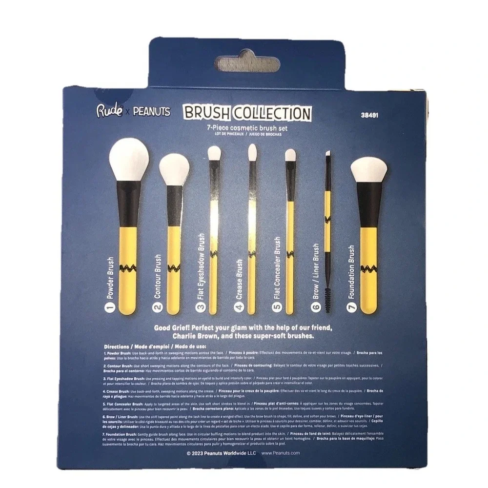 Rude X Peanuts Brush Collection (7 Pcs) Charlie Brown Yellow‎ Black